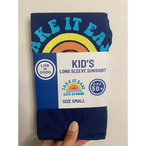 NWT Kids Life Is Good Dark Blue Rash Guard Swim Shirt Size Large Beach Swim - Picture 2 of 13